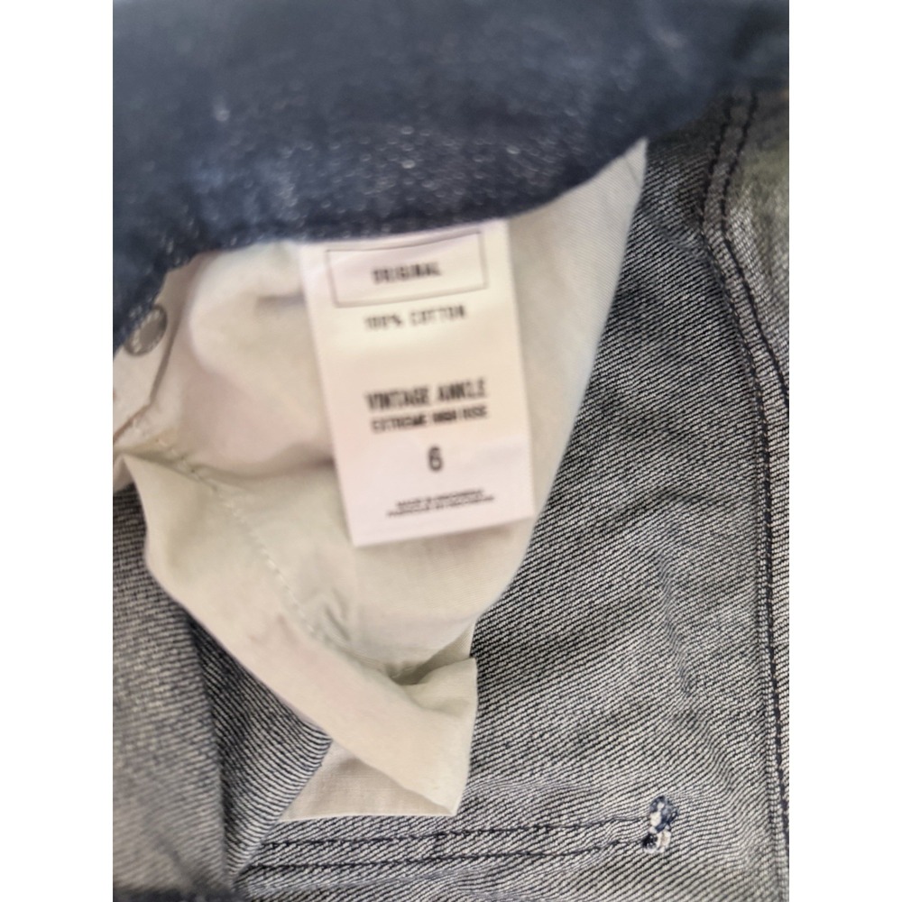 Express Vintage Ankle Button Fly Denim Jeans Womens Size 6 Distressed Whiskered - Picture 5 of 9